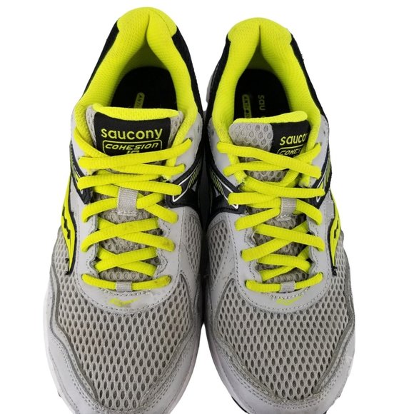 Saucony Running Walking Shoes Leather Mesh 4.50 Boys Cohesion Green Grey Black - Picture 3 of 13